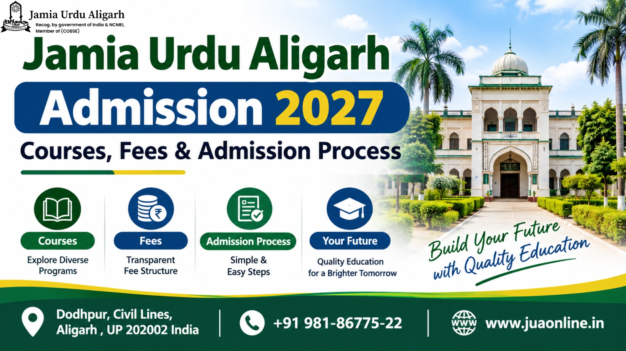 Jamia Urdu Aligarh Admission 2027: Courses, Fees & Admission Process
