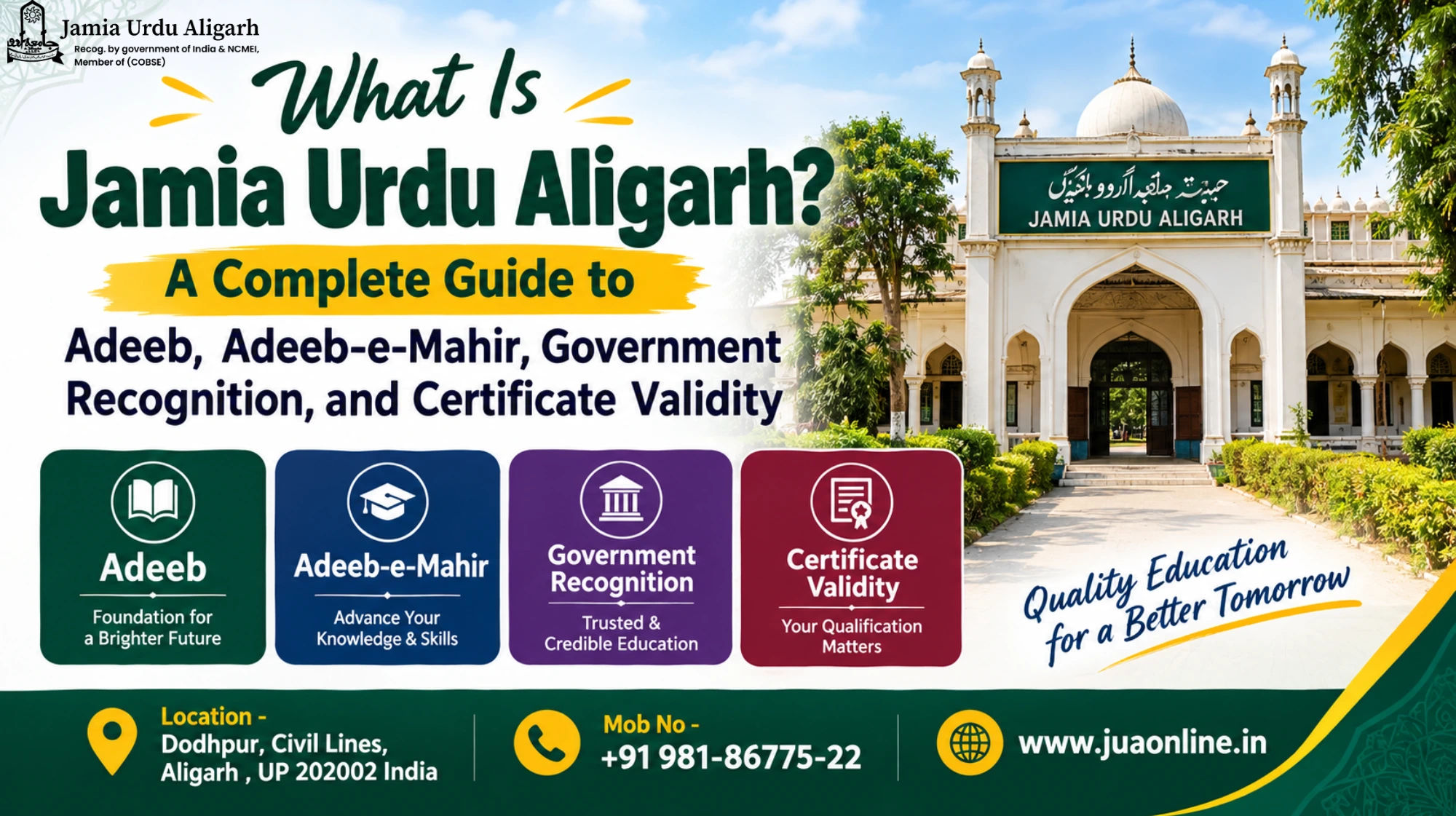 What Is Jamia Urdu Aligarh? Courses & Certificate Validity
